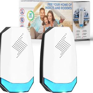 Pest Repeller Upgraded Plug-in Pest Control Repeller for Mosquito, Insect, Mice, Spider, Bug, Ant, Cockroach, Rodent & Rats Indoor Use Rodent Repeller 2 Packs