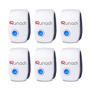 RUNADI Ultrasonic Pest Repeller – Indoor Mice Repellent – Rodent Repellent for Mice, Mosquitoes, Rats, Spiders, and Ants – Insect Repellent 6 Packs