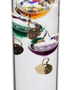 Galileo 14 inch Glass Thermometer with 5 Multi Colored Spheres in Fahrenheit and with Gold Tags