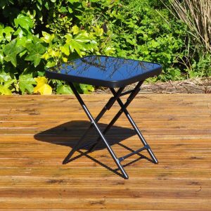 Kingfisher FSDT Folding Drinks Side Garden Patio Table – Black