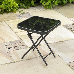 Kingfisher FSDT Folding Drinks Side Garden Patio Table – Black