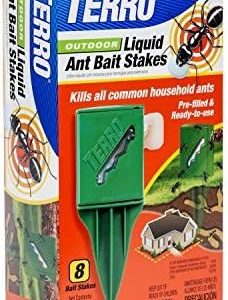 TERRO T1812 Outdoor Liquid Ant Killer Bait Stakes – 8 Count (0.25 oz each) by Terro