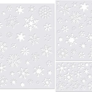 Jmkcoz Christmas Snowflake Stencil Template, Reusable Plastic Craft Drawing Painting Stencil Journal Template for Window Glass Wall Door Card Scrapbook Notebook Holiday Xmas Snow Flake Art DIY Project