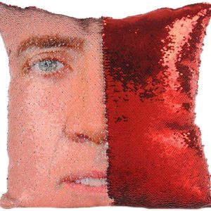 Nicolas Cage Mermaid Pillow Cover, Nicolas Cage Pillow Case Magic Reversible Sequin Pillow Cover Decorative Throw Cushion Case