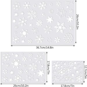 Jmkcoz Christmas Snowflake Stencil Template, Reusable Plastic Craft Drawing Painting Stencil Journal Template for Window Glass Wall Door Card Scrapbook Notebook Holiday Xmas Snow Flake Art DIY Project