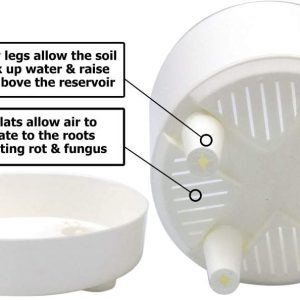 12″ Self-Watering+ Self-Aerating + High Drainage + Ventilated Deep Reservoir Modern Round Planter Maintains Healthy Roots and Moisture for House Plants & Garden (White)
