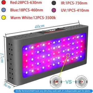 FSGTEK 600 Watt Full Spectrum LED Grow Light, Double Switch with Daisy Chain Function, LED Grow Lamp for Indoor Plants Veg and Flowering, for Hydroponics Greenhouse and Grow Tent, with Hanging Hook