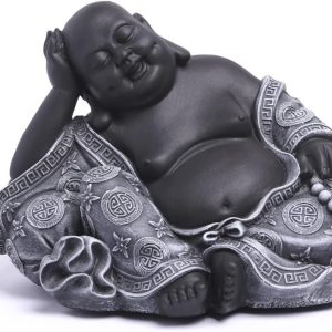 Garden ornaments Buddha, Cast stone, Slate gray