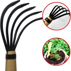 LIFELUM Hand Rake,Portable Digging Tool Mini Steel Rake for Garden Transplanting Tool