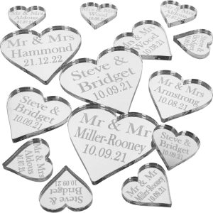 Personalised Wedding Favours Mr & Mrs Venue Decor Table Decorations Sprinkles Confetti Centrepiece Good Luck Charms – Silv