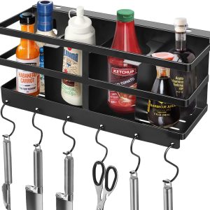 KGDJS Grill Caddy, Upgraded BBQ Caddy Designed for 28″/36″ Blackstone Griddles, Removable Griddle Caddy, Space Saving BBQ Accessories Storage Box, Free Drilling Hole & Easy to Install (Black)