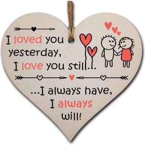 Handmade Wooden Hanging Heart Plaque Valentine’s Gift for someone special boyfriend girlfriend husband wife romantic keepsake