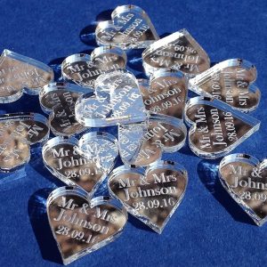 Personalised Wedding Favours Mr & Mrs Venue Decor Table Decorations Sprinkles Confetti Centrepiece Good Luck Charms – Silv