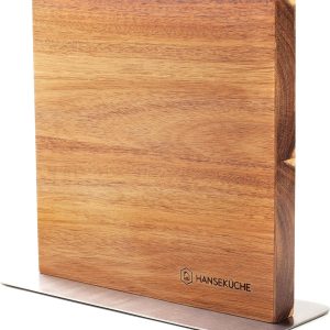 Ceppo portacoltelli magnetico in legno di acacia – Portacoltelli double face senza coltello con magnete in legno