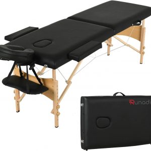 Folding Massage Table 84” Professional Massage Bed 2 Fold Lash Bed with Head-& Armrest, Black