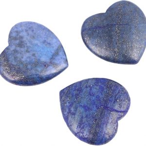 Lapis Lazuli Heart Love Carved Palm Worry Stone 40mm (1.6″) for Chakra Energy Healing, Reiki, Meditation, Massage and Decoration
