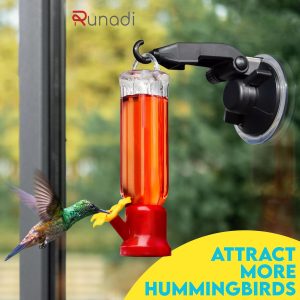 Window Hummingbird Feeder with Strong Suction Cups Hangers (1 Pack) Small Plastic Humming Birds Feeders for Outside, New Leak-Proof Design, Gifts for Mom, Dad, Bird Lovers